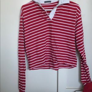 Brandy Melville Red and White Striped Collar